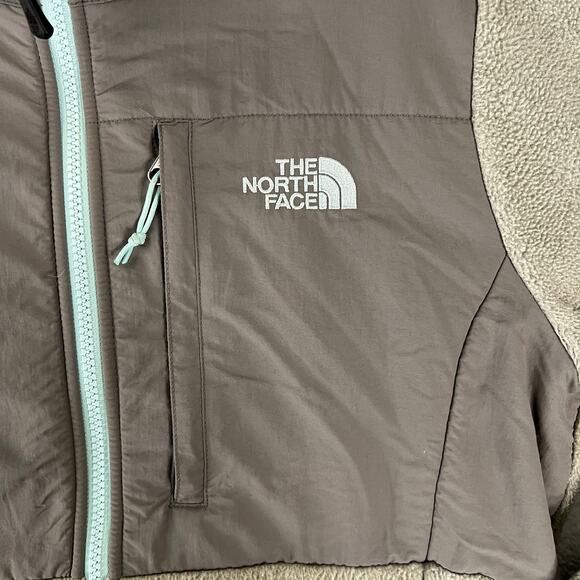 North Face Denali Womens Medium M Grey and Mint Fleece - Picture 2 of 9